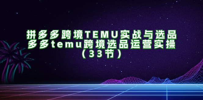 （11934期）拼多多跨境TEMU实战与选品，多多temu跨境选品运营实操（33节）-网创空间