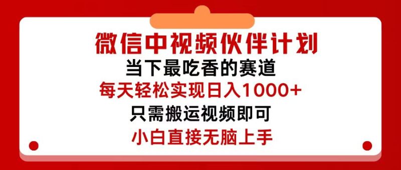 （12017期）微信中视频伙伴计划，仅靠搬运就能轻松实现日入500+，关键操作还简单，…-网创空间