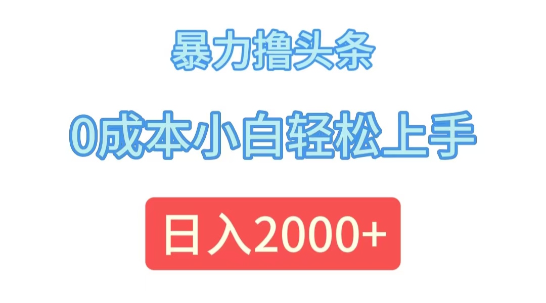 （12068期）暴力撸头条，0成本小白轻松上手，日入2000+-网创空间