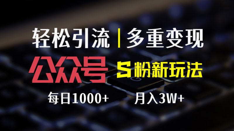 （12073期）公众号S粉新玩法，简单操作、多重变现，每日收益1000+-网创空间