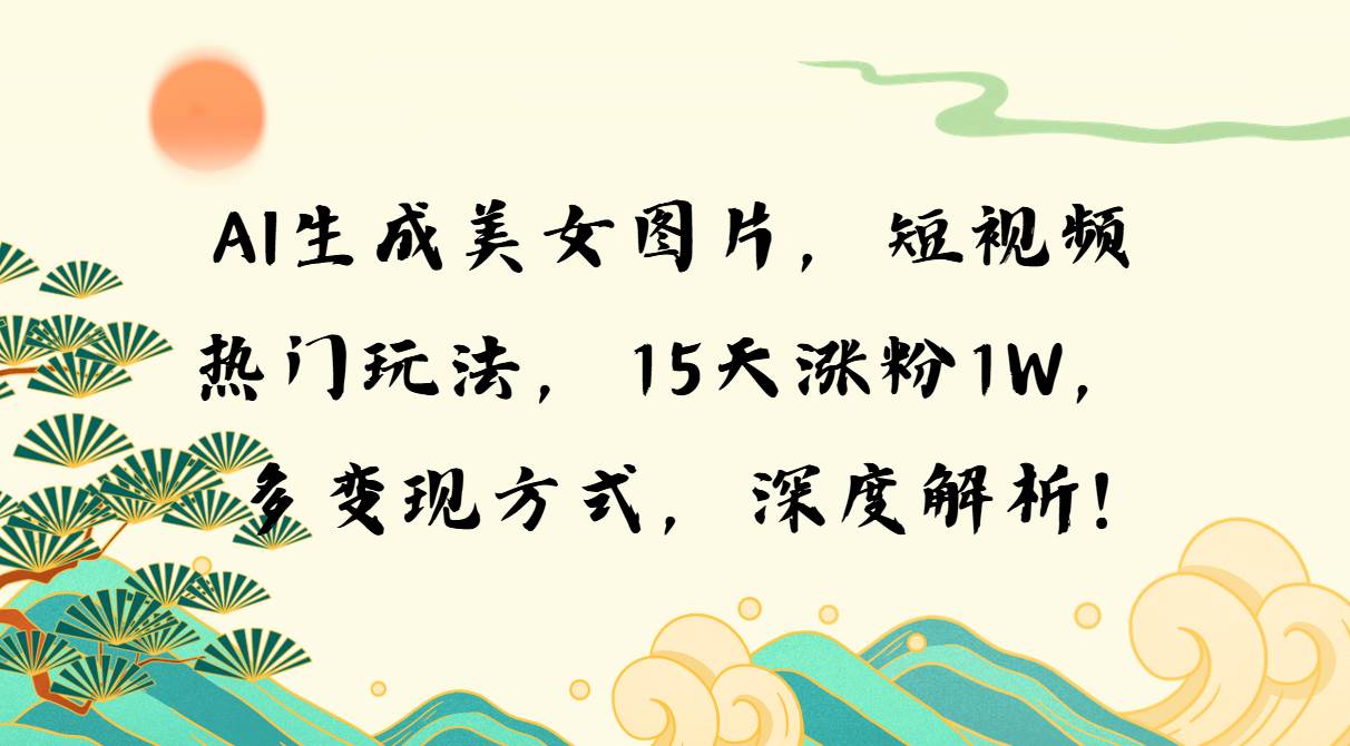 （13581期）AI生成美女图片，短视频热门玩法，15天涨粉1W，多变现方式，深度解析!-网创空间
