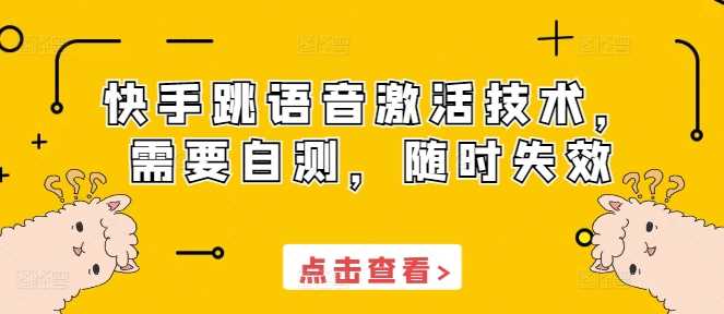 快手跳语音激活技术，需要自测，随时失效-网创空间