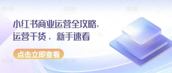 小红书商业运营全攻略，运营干货 ，新手速看-网创空间