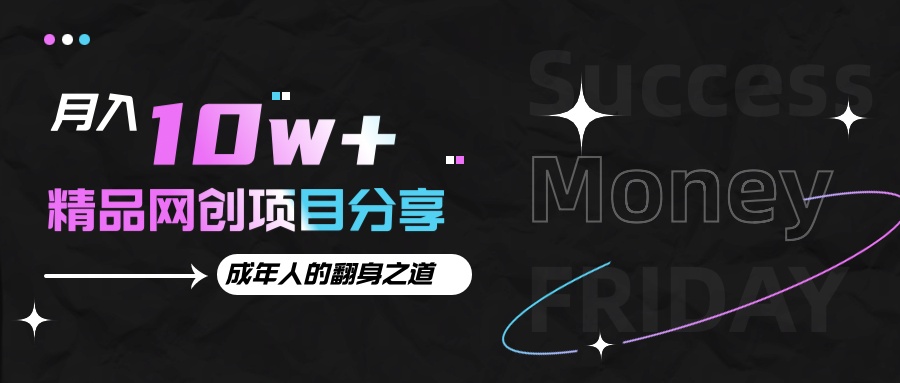 月入十万+的网创项目分享，成年人的最快翻身之道-网创空间