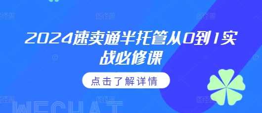 2024速卖通半托管从0到1实战必修课，掌握通投广告打法、熟悉速卖通半托管的政策细节-网创空间