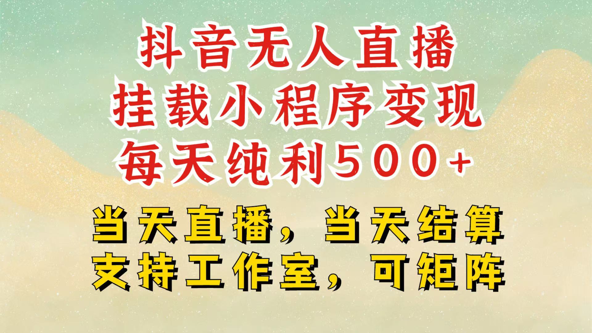 抖音无人挂机项目，轻松日入500+,挂载小程序玩法，不违规不封号，有号的一定挂起来-网创空间
