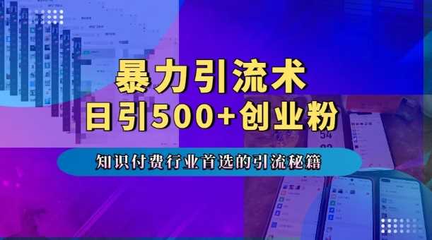 暴力引流术，专业知识付费行业首选的引流秘籍，一天暴流500+创业粉，五个手机流量接不完!-网创空间