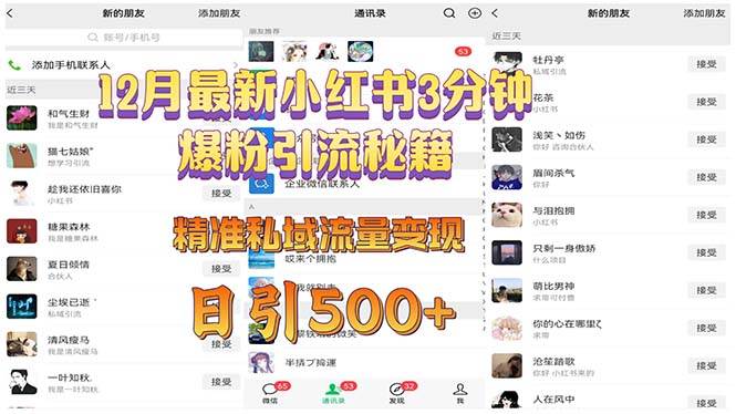 （13653期）12月最新小红书3分钟爆粉引流秘籍 精准私域流量变现 日引500+-网创空间