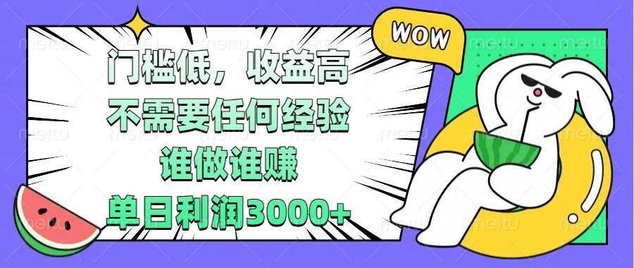 （13651期） 门槛低，收益高，不需要任何经验，谁做谁赚，单日利润3000+-网创空间