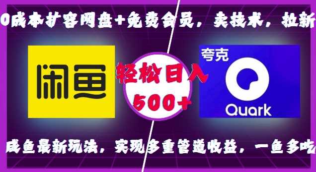 0成本扩容网盘+免费会员，卖技术，拉新，咸鱼最新玩法，实现多重管道收益，一鱼多吃，轻松日入500+-网创空间