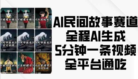 AI民间故事赛道，全程AI生成5分钟一条视频，全平台通吃-网创空间