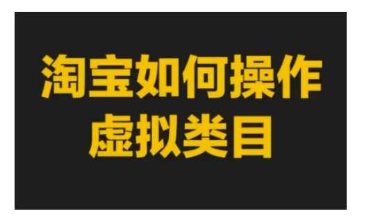淘宝如何操作虚拟类目，淘宝虚拟类目玩法实操教程-网创空间