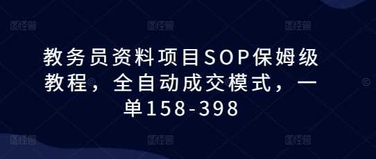 教务员资料项目SOP保姆级教程，全自动成交模式，一单158-398-网创空间