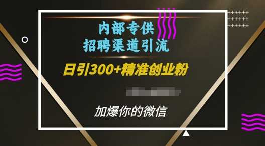 内部招聘渠道日引流300+创业粉，加爆你的微信【揭秘】-网创空间