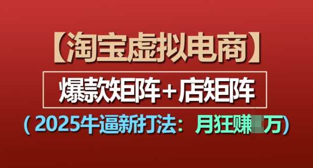 淘宝虚拟电商，2025牛逼新打法：爆款矩阵+店矩阵，月入过万-网创空间