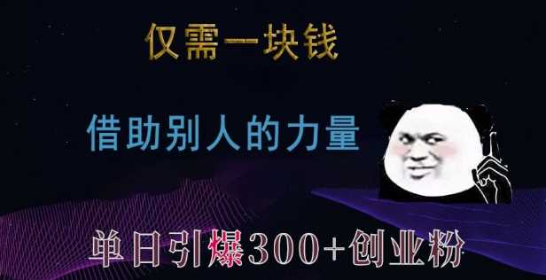 仅需一块钱，借助别人的力量，单日引爆300+创业粉、兼职粉【揭秘】-网创空间