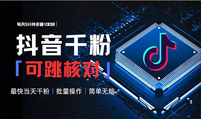 （13704期）抖音跳核对涨千粉，每天5分钟多赚100元，可批量操作，简单无脑有手就行-网创空间