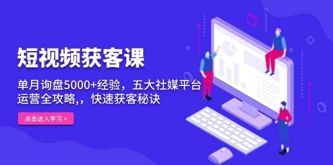 短视频获客课，单月询盘5000+经验，五大社媒平台运营全攻略,，快速获客秘诀-网创空间