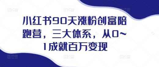 小红书90天涨粉创富陪跑营，​三大体系，从0~1成就百万变现，做小红书的最后一站-网创空间
