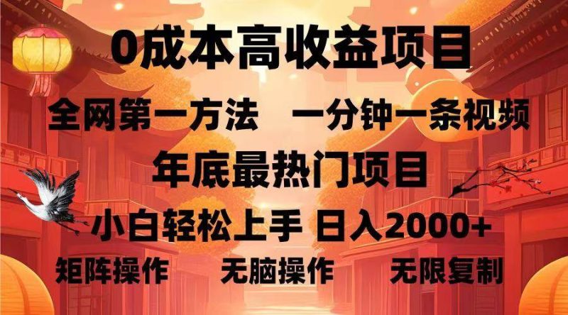 (13723期)0成本高收益蓝海项目,一分钟一条视频,年底最热项目,小白轻松日入…-网创空间