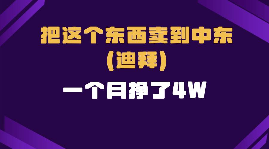 （13740期）跨境电商一个人在家把货卖到迪拜，暴力项目拆解-网创空间