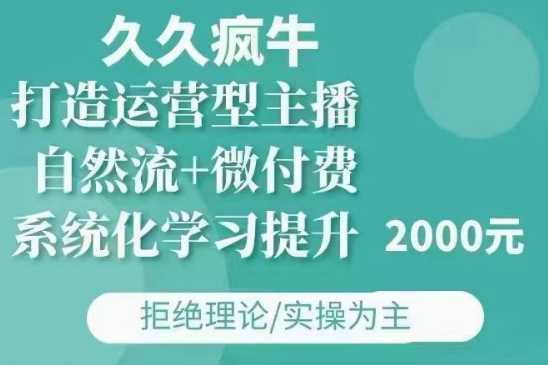 久久疯牛·自然流+微付费(12月23更新)打造运营型主播，包11月+12月-网创空间