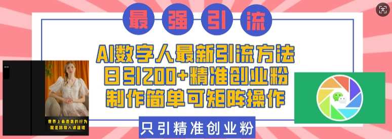 AI数字人最新引流方法，日引200+精准创业粉，制作简单可矩阵操作-网创空间