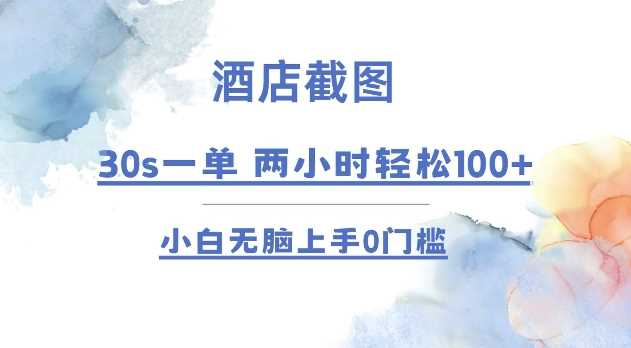 酒店截图 30s一单  2小时轻松100+ 小白无脑上手0门槛【仅揭秘】-网创空间