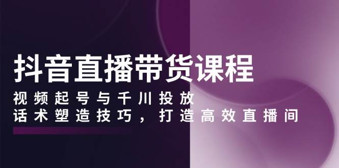 （13848期）抖音直播带货课程，视频起号与千川投放，话术塑造技巧，打造高效直播间-网创空间