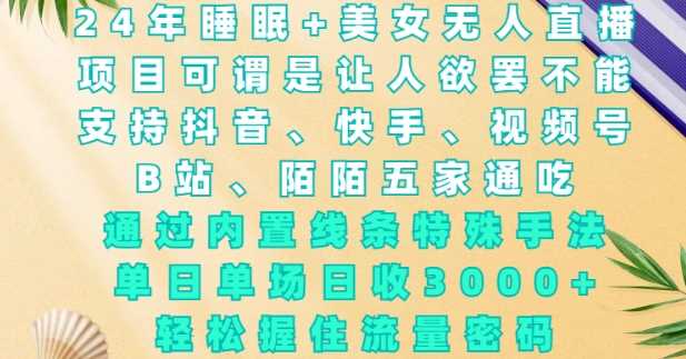 2024年睡眠+美女无人直播，通过内置线条特殊手法，单场日收3k+，轻松握住流量密码【揭秘】-网创空间