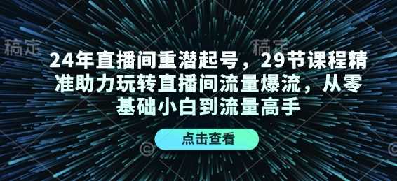 24年直播间重潜起号，29节课程精准助力玩转直播间流量爆流，从零基础小白到流量高手-网创空间