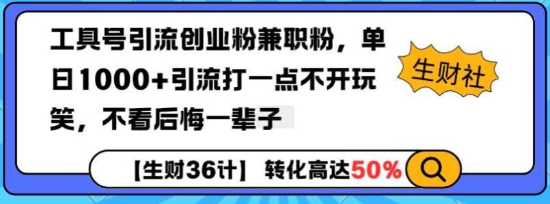 工具号引流创业粉兼职粉，单日1000+引流打一点不开玩笑，不看后悔一辈子【揭秘】-网创空间