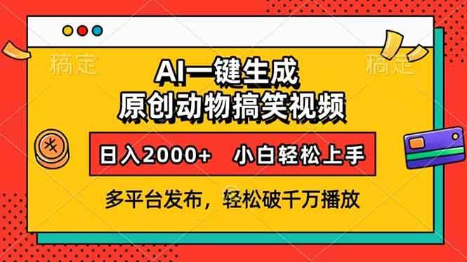 （13855期）AI一键生成动物搞笑视频，多平台发布，轻松破千万播放，日入2000+，小…-网创空间