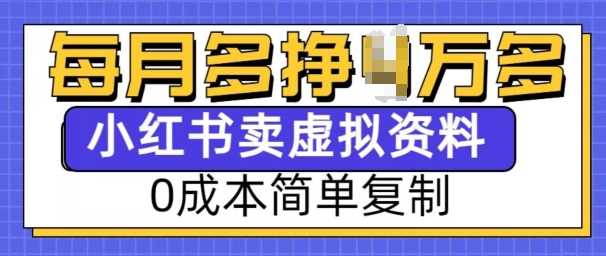 小红书虚拟资料项目，0成本简单复制，每个月多挣1W【揭秘】-网创空间