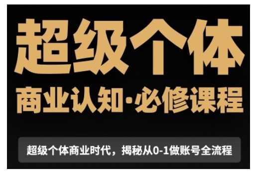 超级个体商业认知觉醒视频课，商业认知·必修课程揭秘从0-1账号全流程-网创空间
