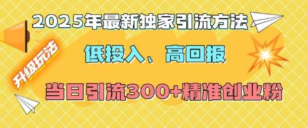 2025年最新独家引流方法，低投入高回报？当日引流300+精准创业粉-网创空间