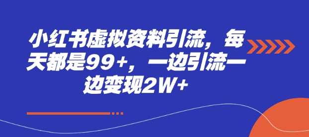小红书虚拟资料引流，每天都是99+，一边引流一边变现2W+-网创空间