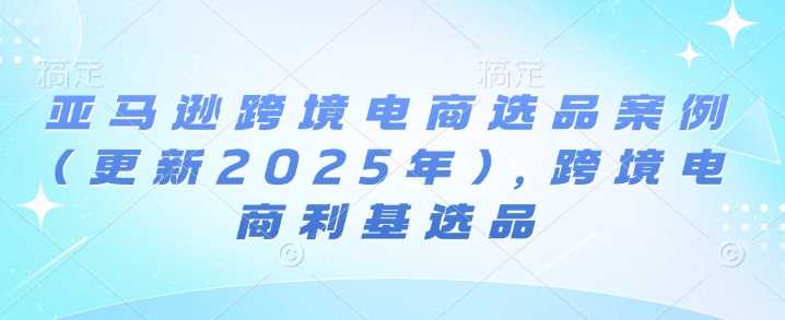 亚马逊跨境电商选品案例(更新2025年)，跨境电商利基选品-网创空间