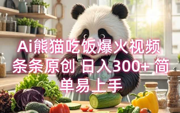 Ai熊猫吃饭爆火视频 条条原创 日入300+ 简单易上手-网创空间