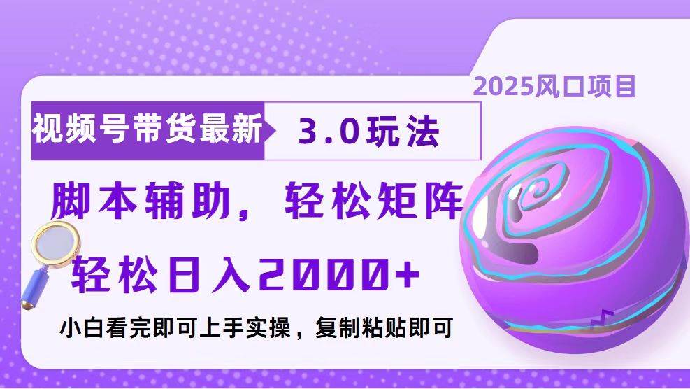 （13959期）视频号带货最新3.0玩法，作品制作简单，当天起号，复制粘贴，脚本辅助…-网创空间