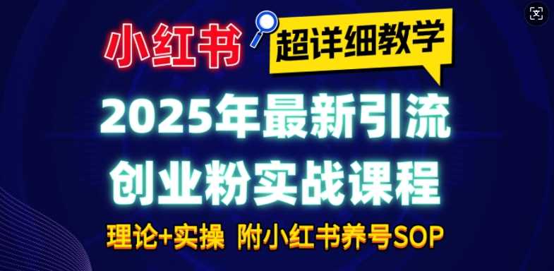 2025年最新小红书引流创业粉实战课程【超详细教学】小白轻松上手，月入1W+，附小红书养号SOP-网创空间