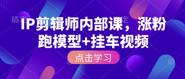 IP剪辑师内部课，涨粉跑模型+挂车视频-网创空间