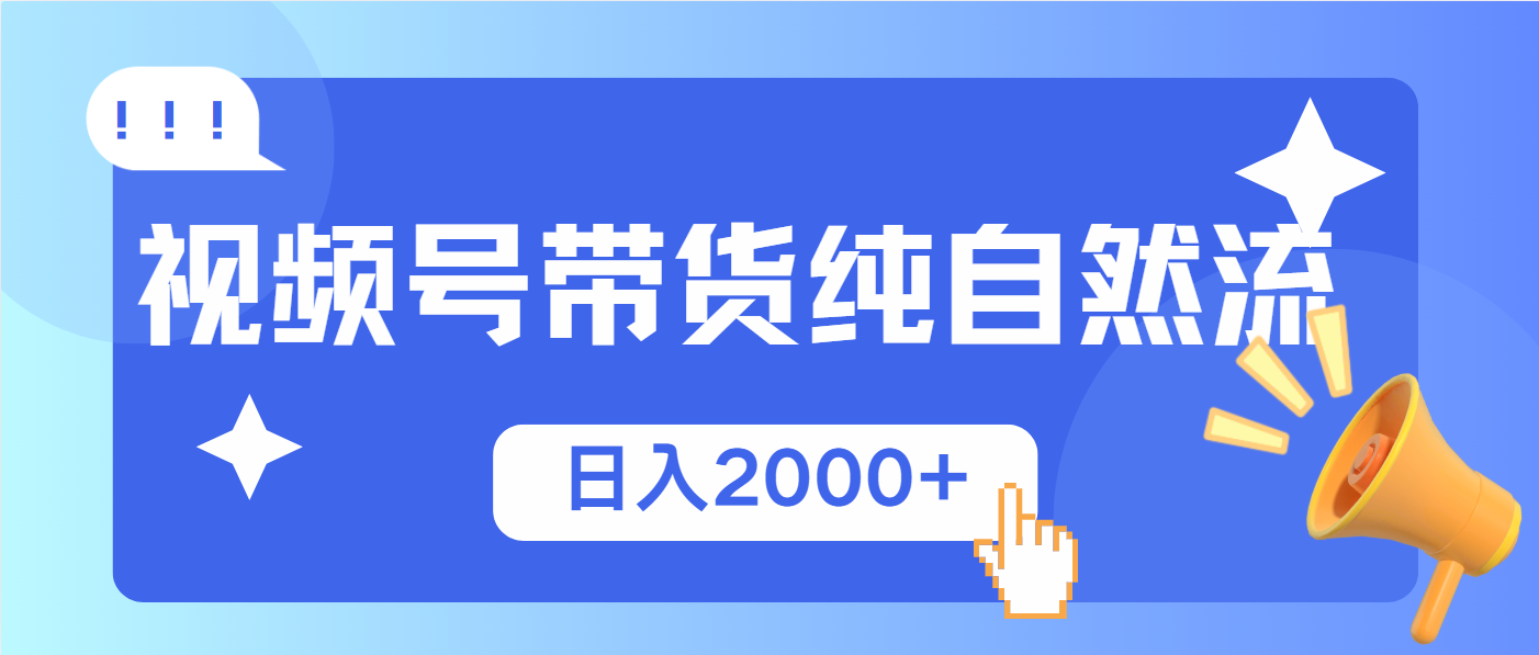 视频号带货，纯自然流，起号简单，爆率高轻松日入2000+-网创空间
