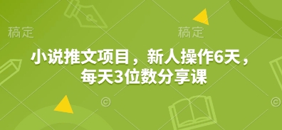 小说推文项目，新人操作6天，每天3位数分享课-网创空间