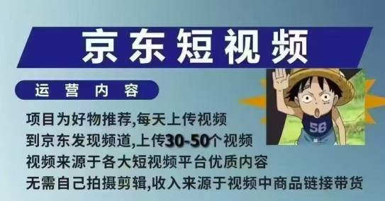 京东短视频带货课，无需自己拍摄剪辑，保姆式教学，两天快速上手-网创空间