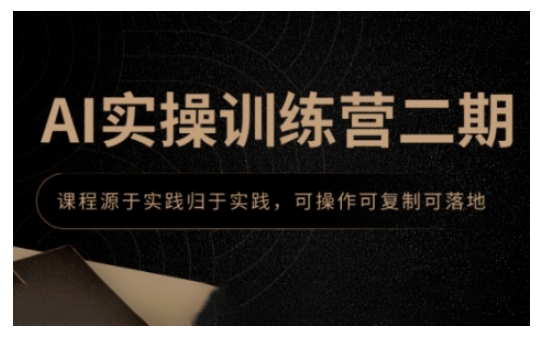 AI实操训练营二期，课程源于实践归于实践，可操作可复制可落地-网创空间