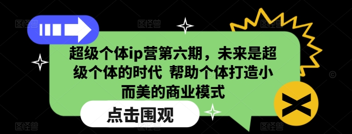 超级个体ip营第六期，未来是超级个体的时代  帮助个体打造小而美的商业模式-网创空间