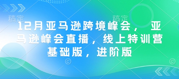 12月亚马逊跨境峰会， 亚马逊峰会直播，线上特训营基础版，进阶版-网创空间
