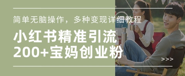 小红书混剪日引200+宝妈创业粉，简单无脑操作，多种变现详细教程-网创空间