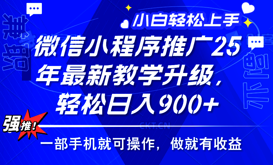 2025年微信小程序推广，最新教学升级，轻松日入900+，小白宝妈轻松上手…-网创空间